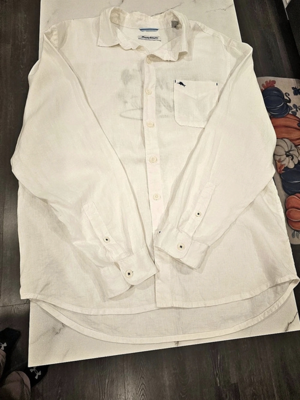 Tommy Bahama Palm Desert Linen Button Down Shirt in White Size Large
